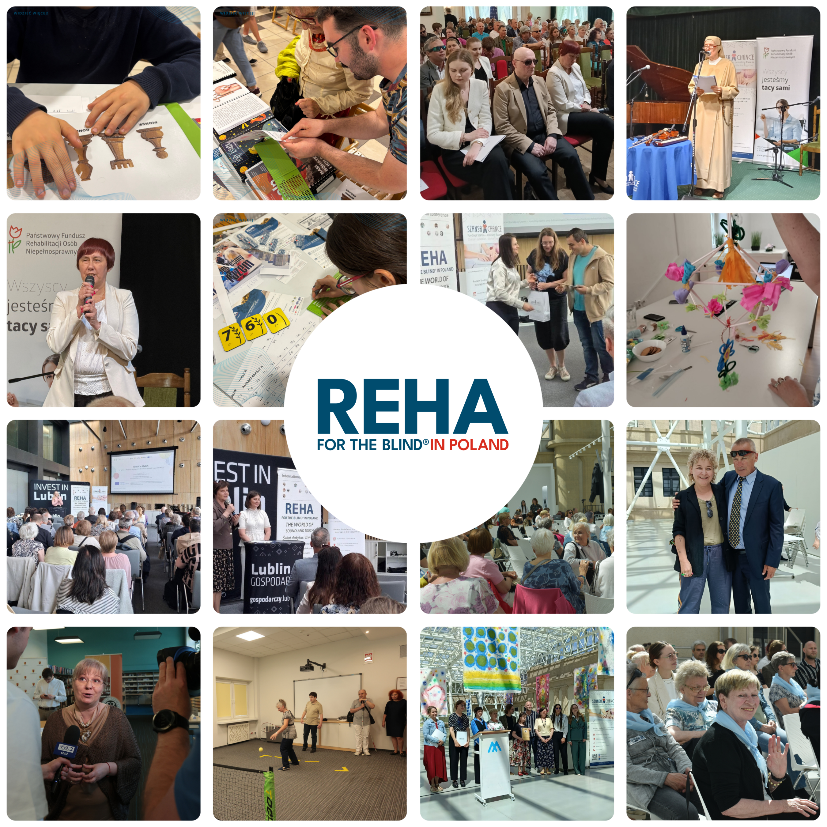 kolaż zdjęć z konferencji regionalnych REHA FOR THE BLIND