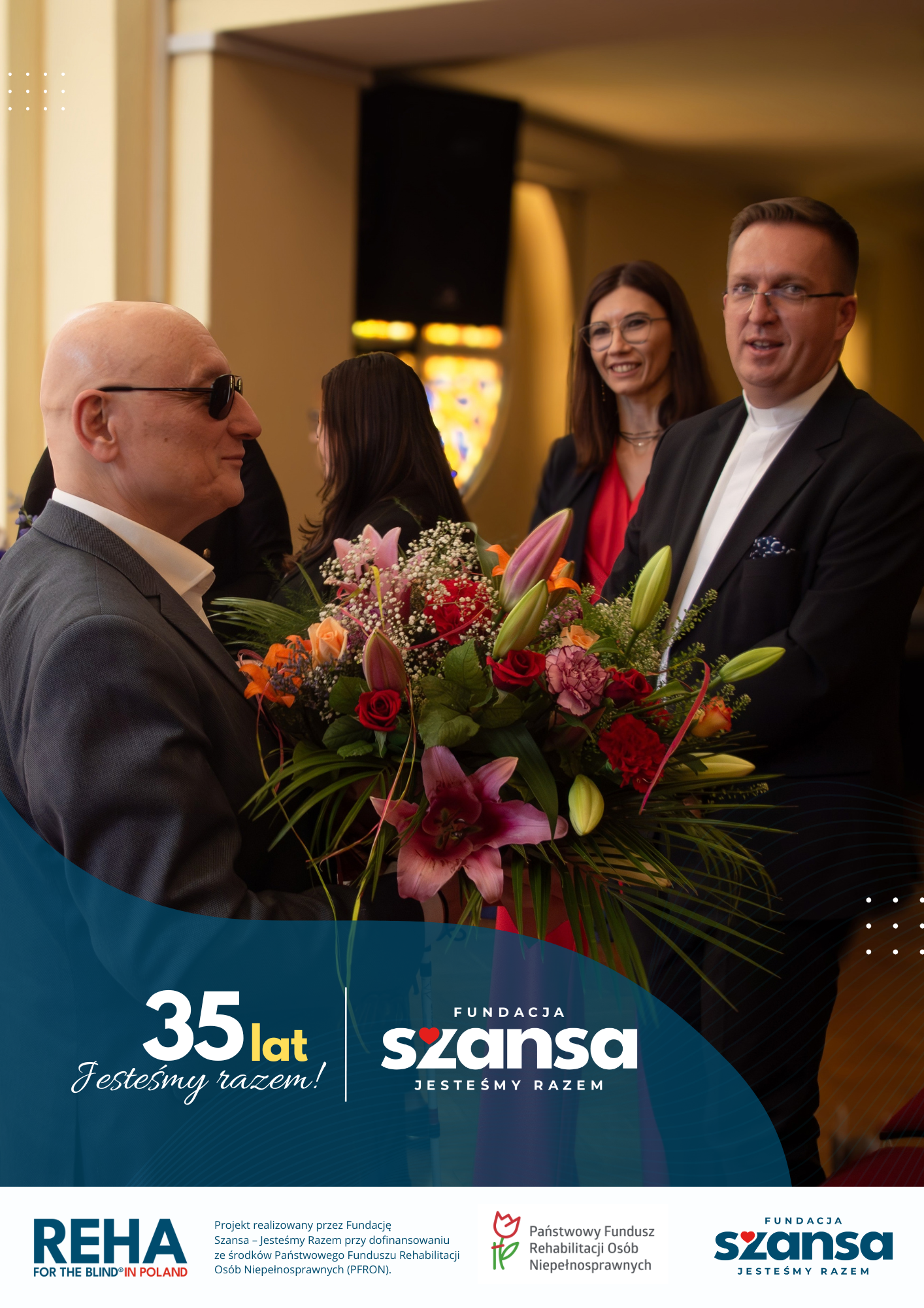 grafika z napisem 35 lat jesteśmy razem, Jubileuszowe spotkanie z okazji 35-lecia Fundacji Szansa Jesteśmy Razem